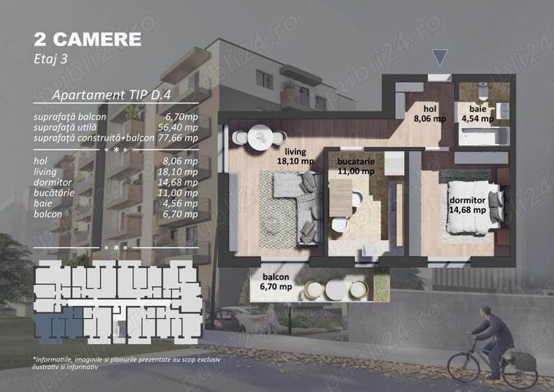 Apartament cu 2 camere decomandat în Berceni — fotografia 3