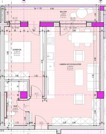 Apartament cu 2 camere decomandat, mobilat în Șelimbăr