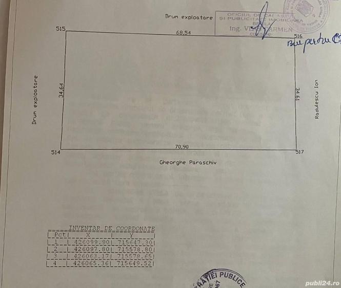 Teren de 2412 mp, în Romanu