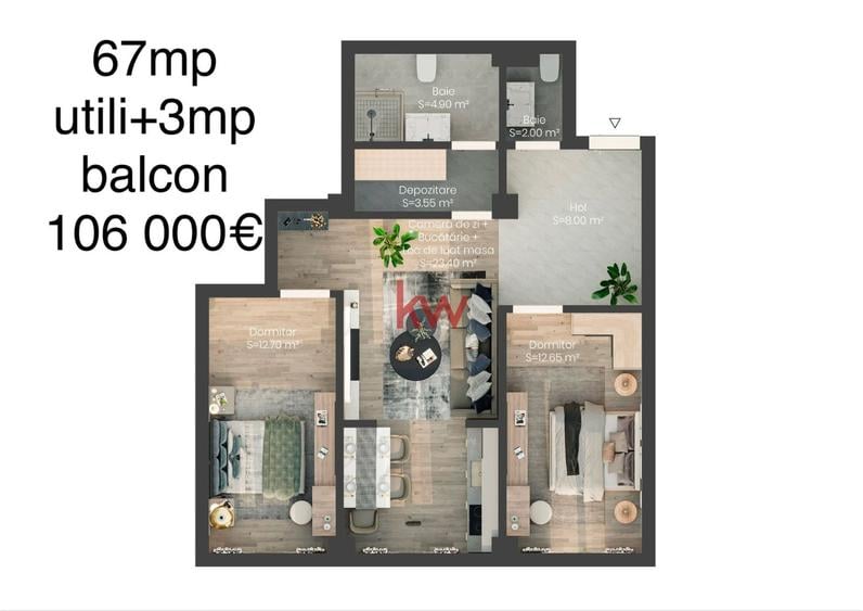 Apartament cu 3 camere decomandat în Valea Lupului