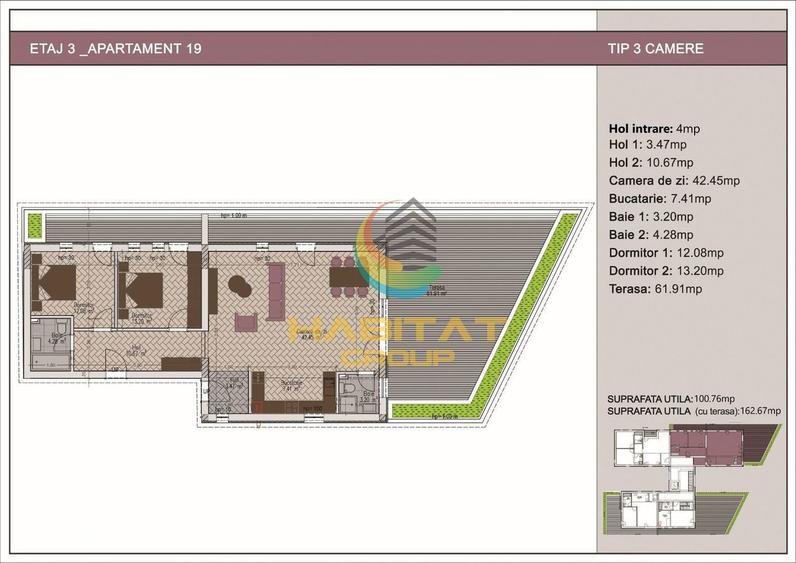 Apartament cu 3 camere în Vitan