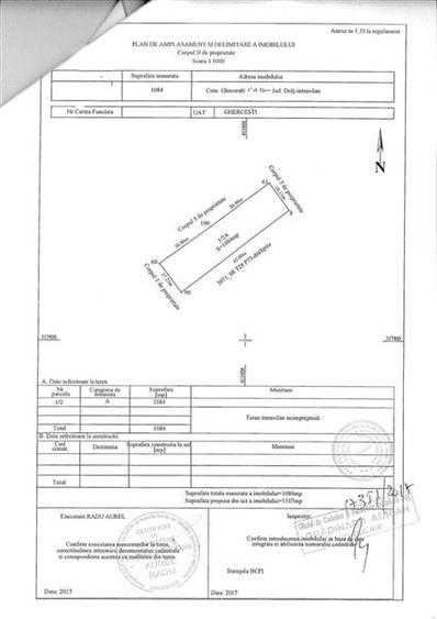 Teren Construcții intravilan de 1084 mp, în Ghercești
