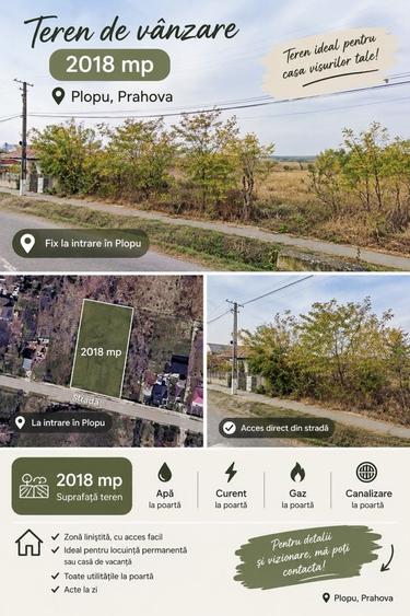 Teren de 2018 mp, în Plopu