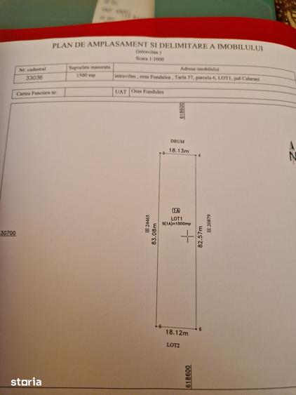 Teren de 1500 mp, în Fundulea