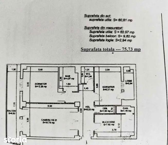 Apartament cu 3 camere decomandat, mobilat în Central