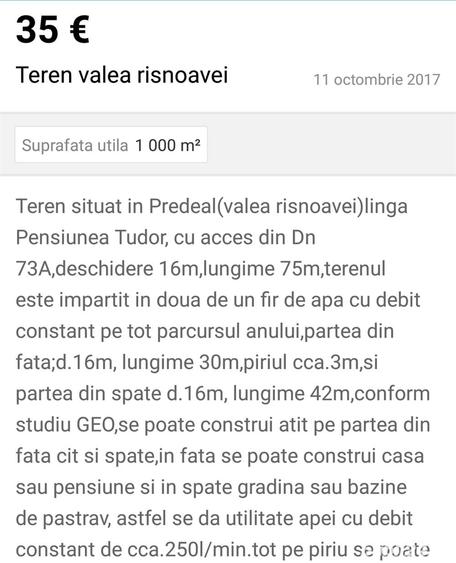 Teren de 1000 mp, în Central