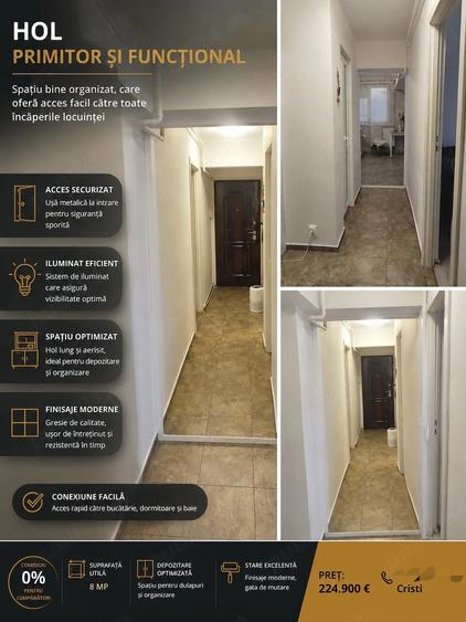 Apartament cu 2 camere decomandat în Tomești