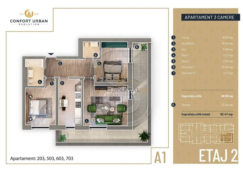 Apartament cu 3 camere decomandat în Rahova