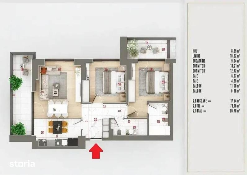 Apartament Izolat Fonic | 3 Camere Decomandat 2 Bai Sector 3 - 3