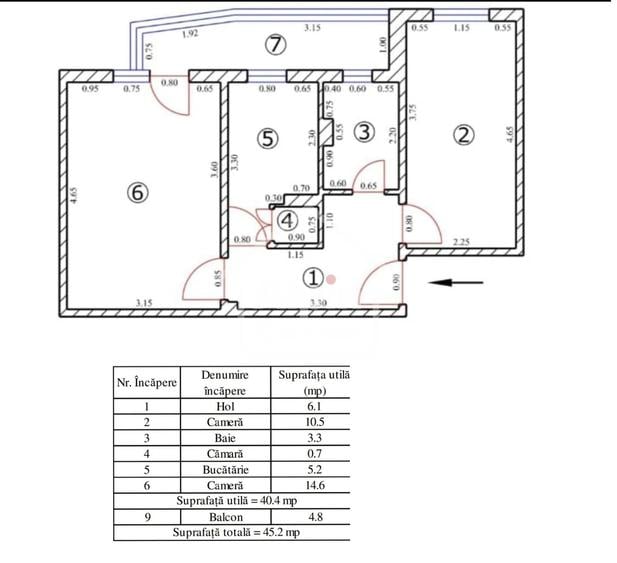 Apartament cu 2 camere decomandat în Griviței