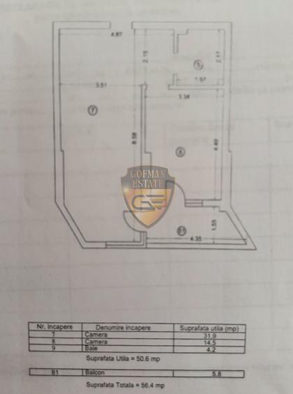 Apartament cu 2 camere semidecomandat în Nord