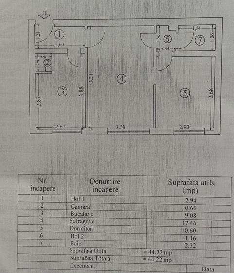 Apartament cu 2 camere nedecomandat, mobilat în P-ța Ovidiu