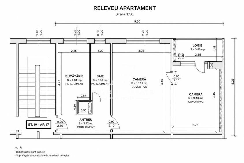 Apartament cu 2 camere semidecomandat în Cantemir