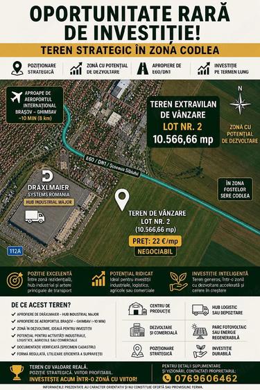 Teren extravilan 10.566 mp de vanzare zona fostelor sere Codlea - 1