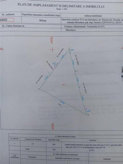 Teren Construcții intravilan de 585 mp, în Valea Adâncă
