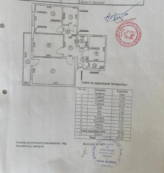 Apartament cu 3 camere decomandat, mobilat în Brâncoveanu