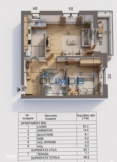 Apartament cu 2 camere decomandat în Central