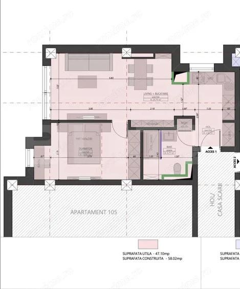 Apartament cu 3 camere semidecomandat în Central