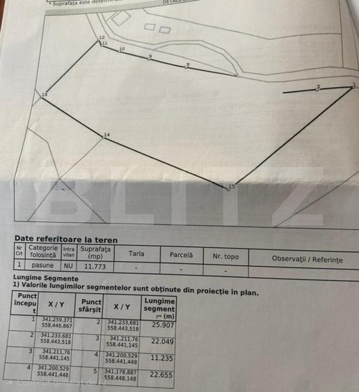 Teren Construcții extravilan de 12370 mp, în Horea