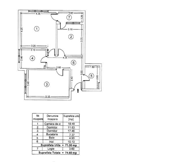 Apartament cu 3 camere decomandat, mobilat în Roșu