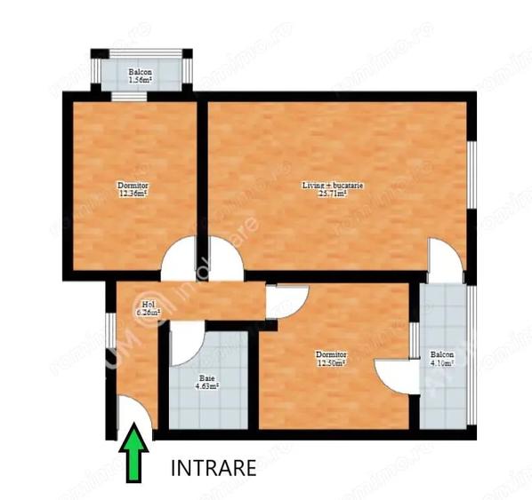 Apartament cu 3 camere decomandat în Central