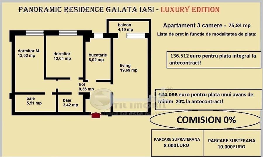 Apartament cu 3 camere decomandat în Galata