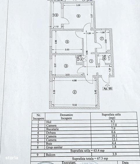 Apartament 3 camere decomandat - Kaufland ICIL - 11