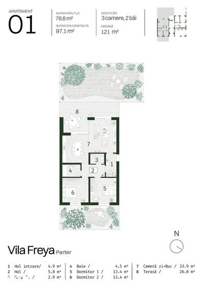 Apartament cu 2 camere în Paleu