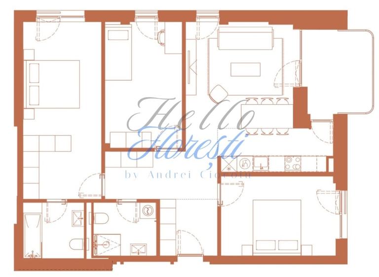 Apartament 4 camere 93.4 mp si logie 8.1 mp in Hexagon - 1