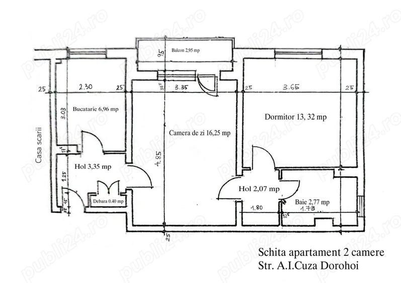 Apartament cu 2 camere semidecomandat în Central