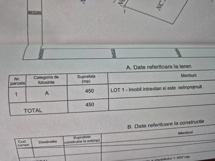 Teren de 450 mp, în Horia