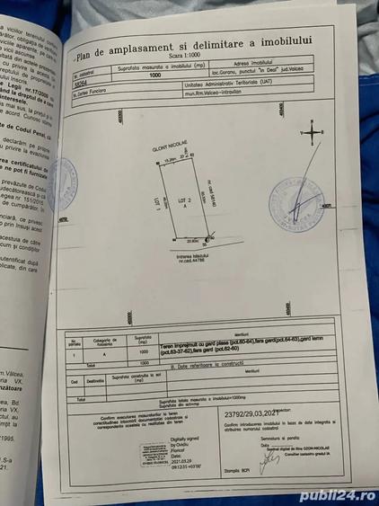Teren de 1000 mp, în Goranu