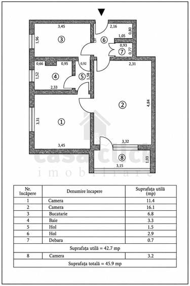Apartament cu 2 camere circular în Micro 17