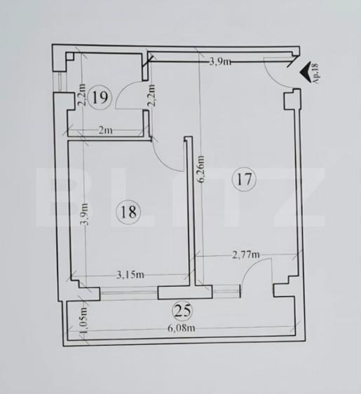 Apartament 2 camere, 43 mp, zona Hlincea - 1
