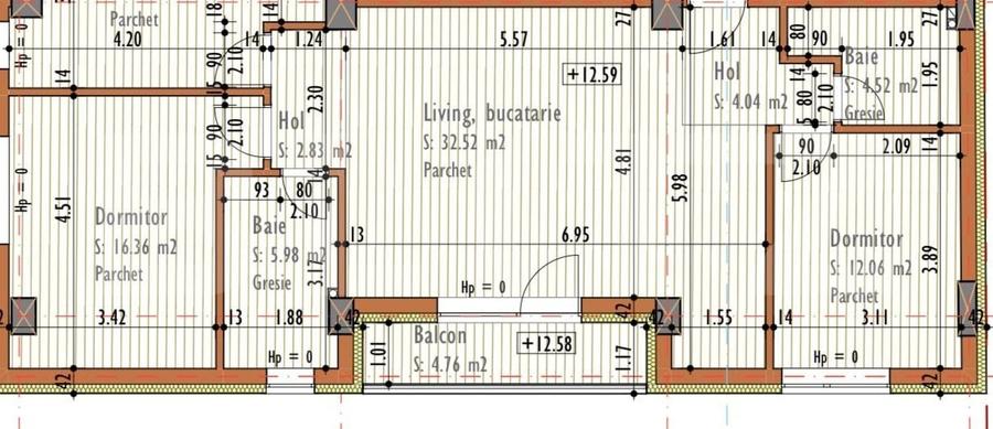 Apartament cu 3 camere semidecomandat în Mărăști