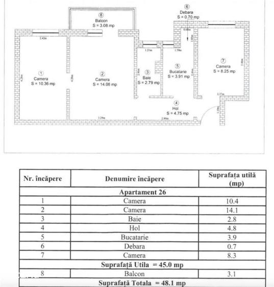 Apartament 3 camere, la etajul 1, 45 mp + balcon inchis, zona Rahovei - 2