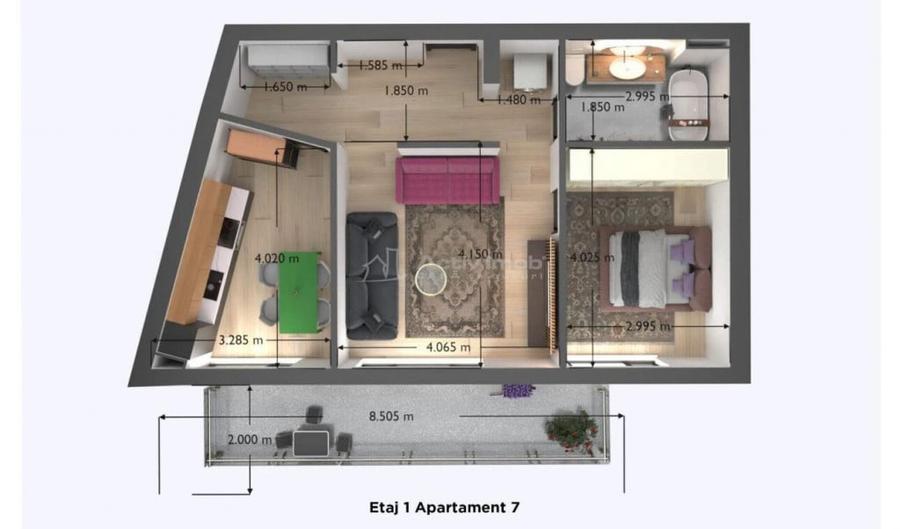 Apartament cu 2 camere decomandat în Central