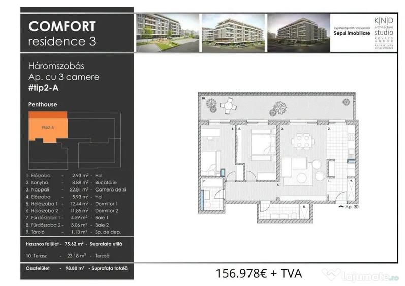 Apartament cu 3 camere decomandat în Central