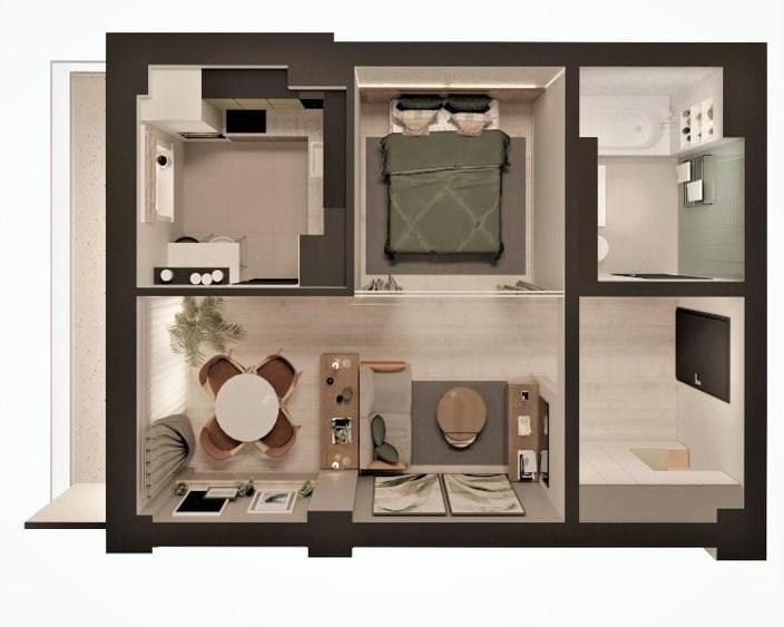Apartament cu 2 camere decomandat în Lumina