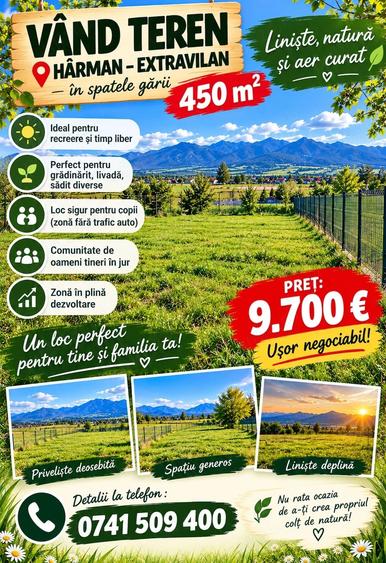 Teren de 450 mp, în Hărman
