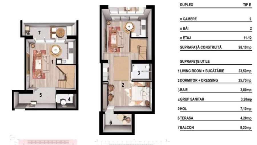 Penthouse cu 2 camere în Sălăjan