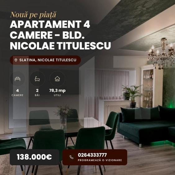 Apartament cu 4 camere decomandat, mobilat în Nicolae Titulescu