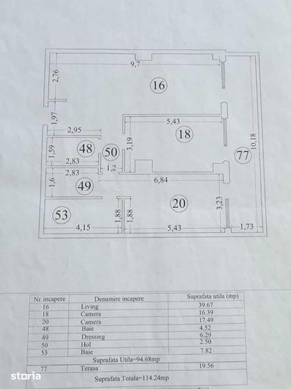 Apartament cu 3 camere în Cazino
