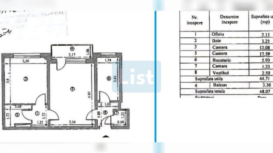 Apartament cu 2 camere semidecomandat în Victoriei