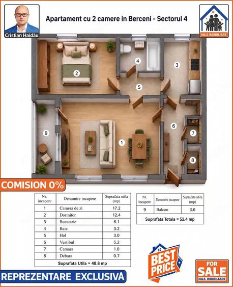 Apartament 2 camere | Berceni - Sector 4 | Comision 0 - 2