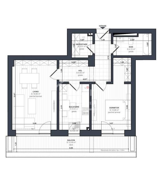 Apartament cu 2 camere decomandat, mobilat în Blumăna