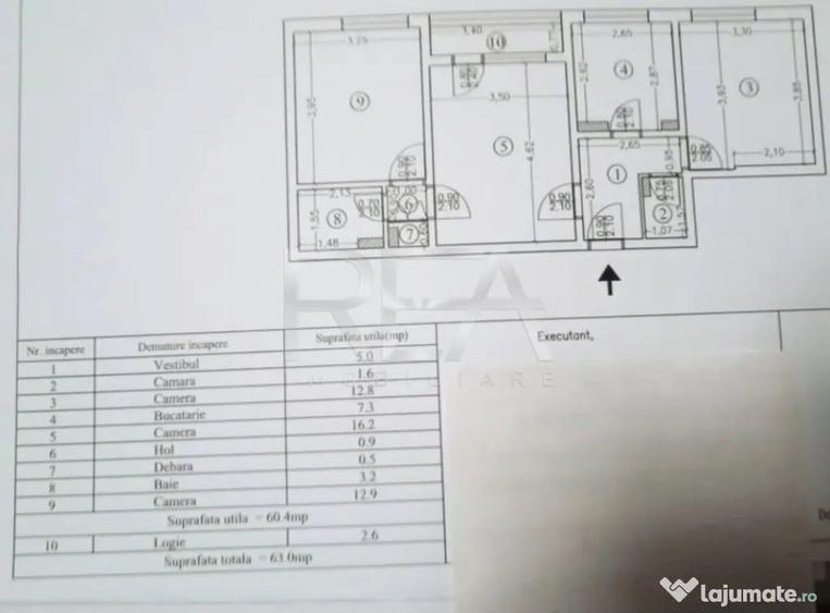Apartament cu 3 camere semidecomandat în Drumul Taberei