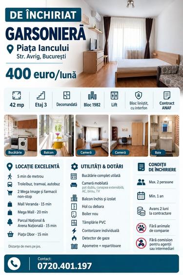 Garsonieră decomandată în Iancului