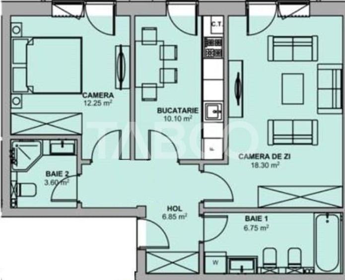 Apartament cu 2 camere decomandat în Vasile Aaron