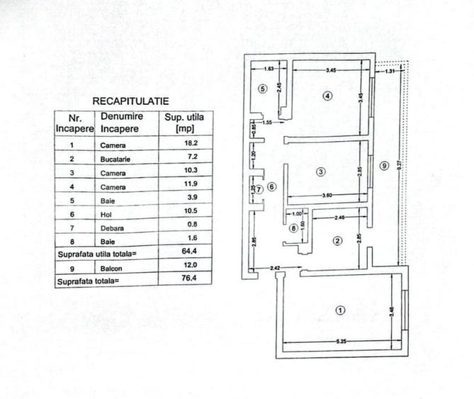 Apartament cu 3 camere decomandat, mobilat în Dancu